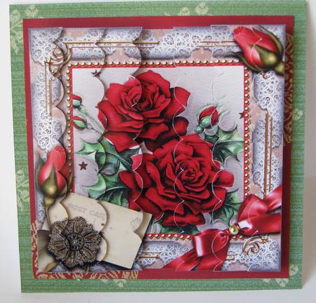 Christmas Roses 5inch Square Scalloped 2 Side Stacker by Nancy Boatwright