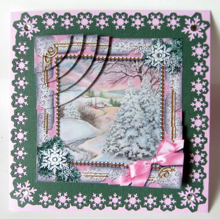 Christmas Stream Snow 6 Inch Duo Corner Stack Card Front by Nancy Boatwright