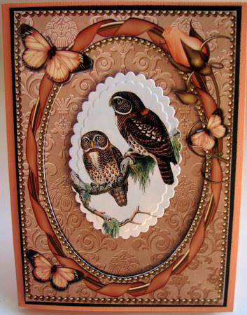 Coffee Butterfly Ornate 7x5inch Card Front and Frame by Nancy Boatwright