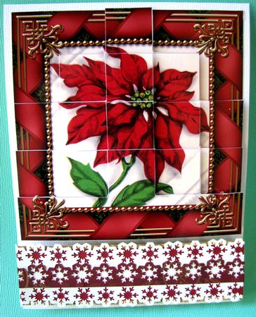 Red Poinsettia Ribbon 5inch Square Bottom Castle Stacker by Nancy Boatwright