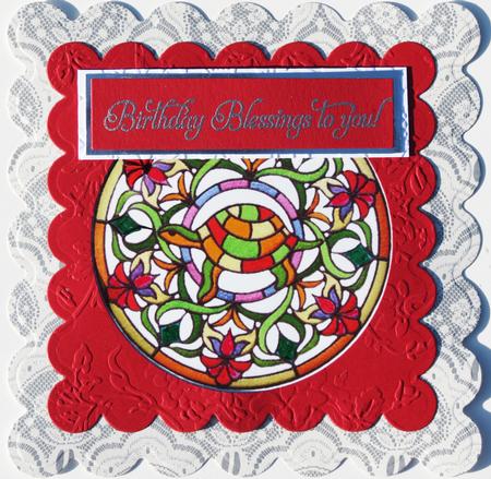 Stained Glass Brad Turtle Pyramid Card Top by Nancy Boatwright