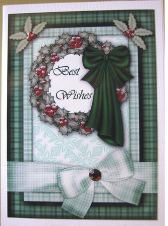 A Christmas Wreath A4 Card Front in Green by Nancy Boatwright