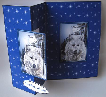 White Wolf Fold Back Card by Nancy Boatwright