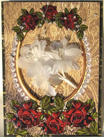 Red Roses for Love Oval Frames for Cards & Scrapbooking by Nancy Boatwright