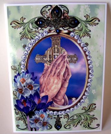 Say a Little Prayer for Me - Praying Hands - Cut & Fold Card by Nancy Boatwright