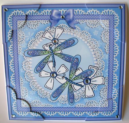 8 x 8 Dreamy Dragonflies Scalloped Corner Topper by Nancy Boatwright