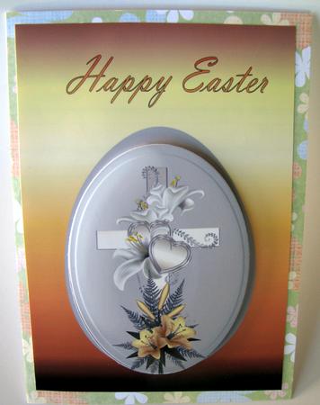 Lllies and Hearts Gold A4 Religious Easter Card by Nancy Boatwright
