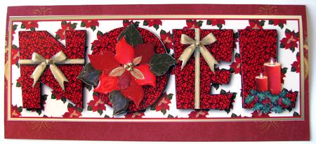 Noel with Poinsettias Large Dl Card (cream) by Nancy Boatwright