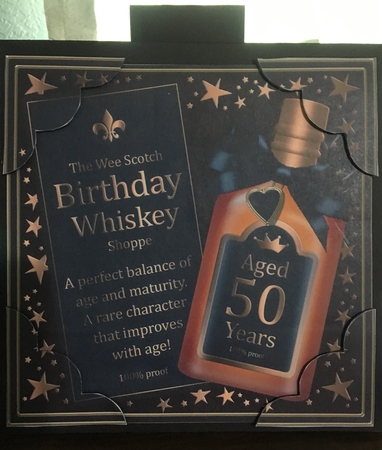 8 x 8 50th Birthday Whisky Scalloped Corner Topper by Nancy Paulin