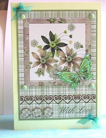 Green Flowers and Butterfly by Nancy Robinson