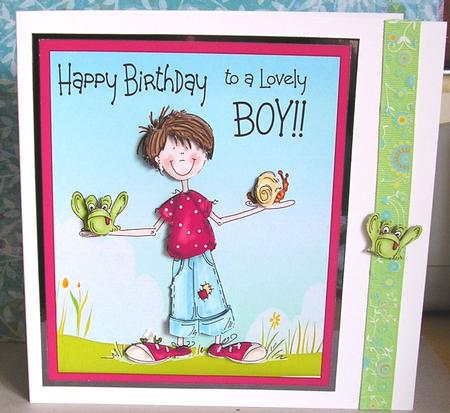 Happy Birthday to a Lovely Boy - Card Front with Decoupage by Nancy Robinson