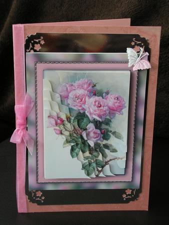 Pink Roses Wavy Corner Stacker by Nancy Robinson