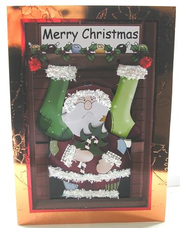 Christmas Santa down the Chimney Decoupage Topper by Nancy Robinson