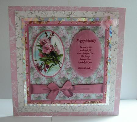 Carnations Square Card Front and Pyramid - Birthday by Nancy Robinson