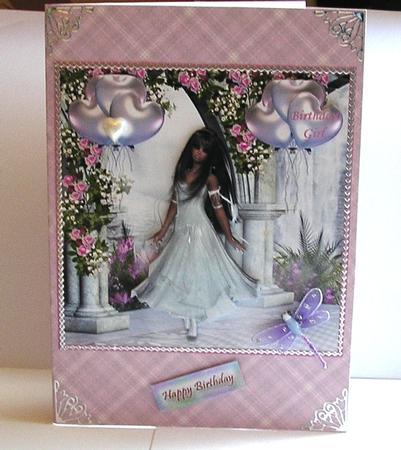 Pretty Balerina Birthday Girl Card Front and Decoupage by Nancy Robinson