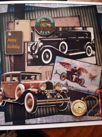 Male Card Vintage Cars Collage by Natalie Rawling