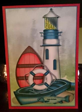 Male Card Lighthouse/fishing by Natasha Fieldhouse
