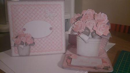 Pot of Pink Roses Shaped Easel Card Kit by Natasha Fieldhouse