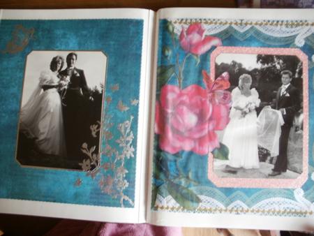 Teal and Pink Tea Roses Scrapbooking Kit by Natasha Lowe