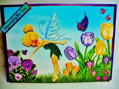 Fairy Tink No5 Quick Card with Decoupage by Natasha Lowe