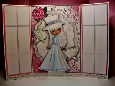 Sweet Bird Lady with White Doves French Gatefold by Natasha Lowe