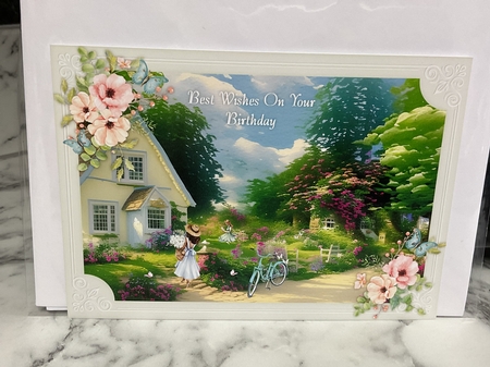 Soft Peony Cut Out Corner 7x5 Frame by Michelle Wesley