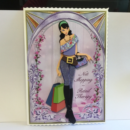 Archway Girls! Shopping in Lilac Card Front and Decoupage by Michelle Wesley