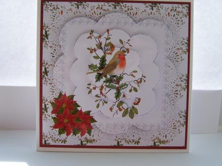 Christmas Robin on Branch Scalloped Pyramid by Michelle Wesley