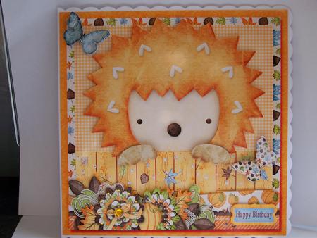 Cardtopper Cute Little Hedgehog Orange 584 by Michelle Wesley