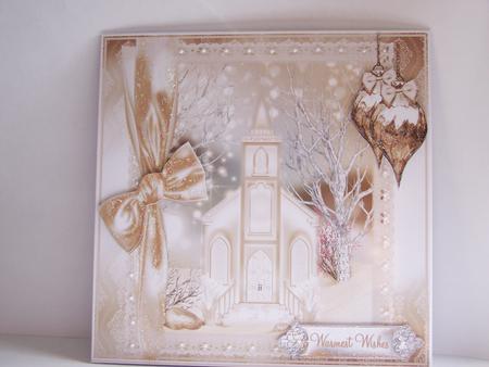 Christmas Church Scene in Pinks and Mocha Topper by Michelle Wesley