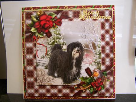 Christmas Tibetan Terrier Winter Scene by Michelle Wesley