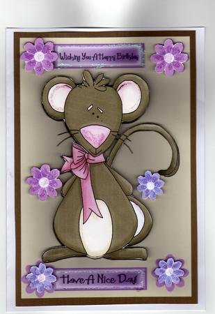 Cheeky Little Mouse with Flowers by Kay Bowley