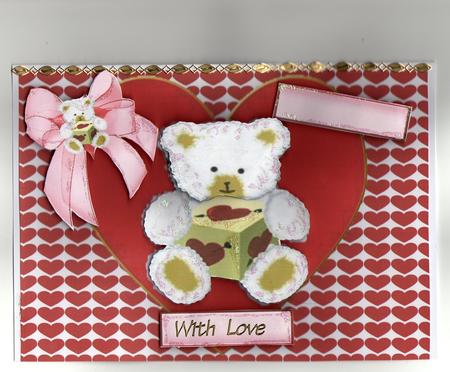 Cute Little White Bear in Red Heart by Kay Bowley