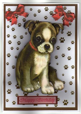 Cute Little Puppy with Red Bows by Kay Bowley