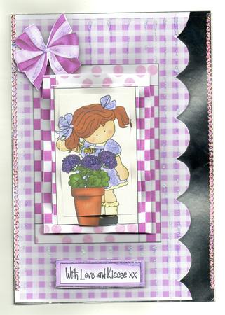 Little Girl with Flowers, Scalloped Edge & Pyramids by Kay Bowley