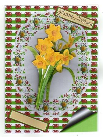 Gorgeous Yellow Daffodil on Lace A4 Topper by Kay Bowley