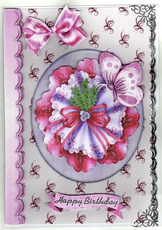 Pretty Pink Floral & Lace Topper by Kay Bowley