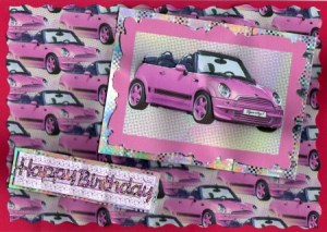 Pink Convertable Sports Car Decoupage by Kay Bowley