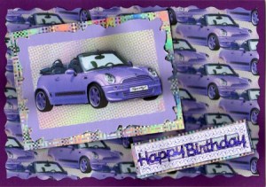 Purple Convertable Sports Car Quick Card by Kay Bowley