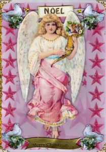 Beautiful Large Pink Angel Decoupage by Kay Bowley