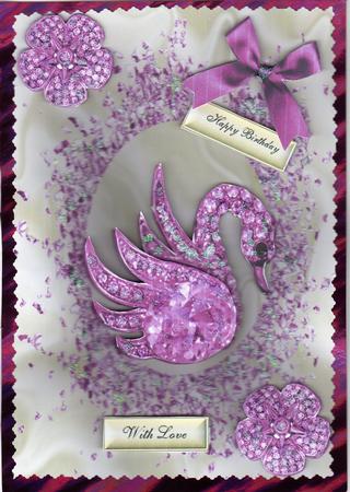Pink Diamonte Swan by Kay Bowley