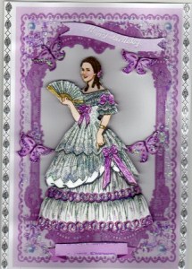 Elegant Victorian Lady on Pink Lace Background by Kay Bowley