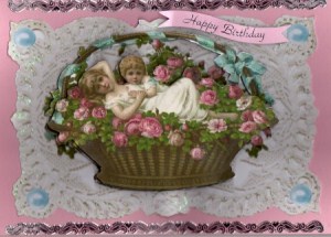 Vintage Basket of Children Quick Card by Kay Bowley
