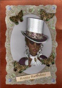 Elegant Ladies Head on Lace Background by Kay Bowley