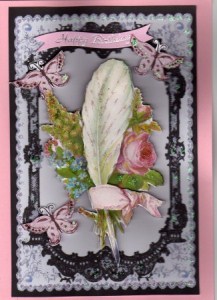 Elegant Feathers on Black Lace Frame by Kay Bowley