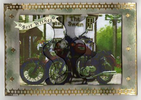Old Vintage Painting of Bikes & Pub Side Stacker by Kay Bowley
