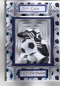 Football Pyramid in Blue Frame by Kay Bowley