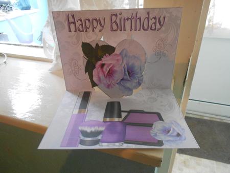 Purple Makeup with Flowers on Pop Up Heart by Kay Bowley