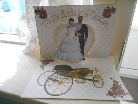 Gold Carriage with Wedding Couple Pop Up by Kay Bowley