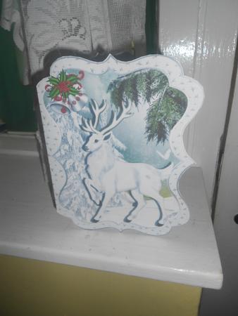 Lovely White Stag, in Snow Scene Bracket Card by Kay Bowley